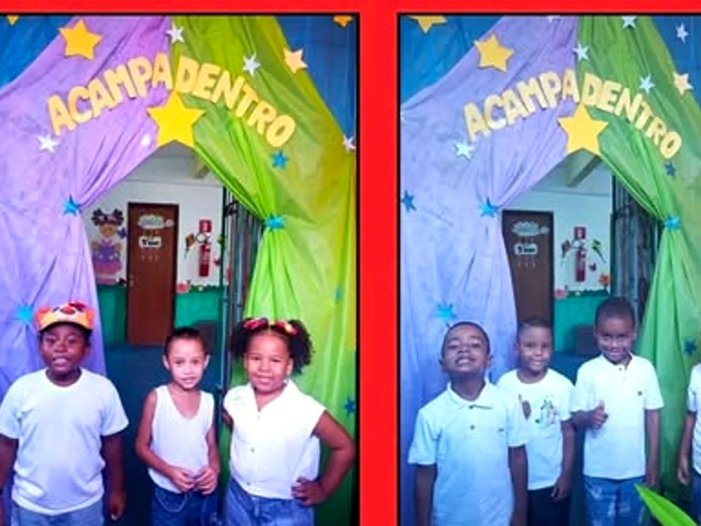Crianças no Acampadentro da escola